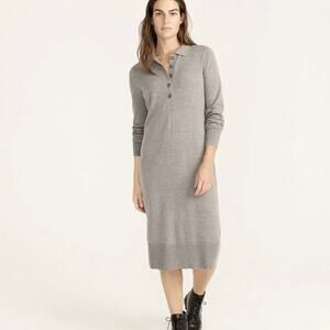 J. CREW Merino Wool Collared Midi Dress Gray XS